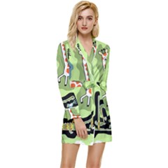 Seamless-pattern-with-wildlife-animals-cartoon Long Sleeve Satin Robe by uniart180623