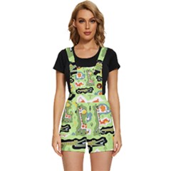 Seamless-pattern-with-wildlife-animals-cartoon Short Overalls by uniart180623