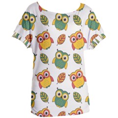 Background-with-owls-leaves-pattern Women s Oversized Tee by uniart180623