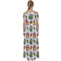 Background-with-owls-leaves-pattern High Waist Short Sleeve Maxi Dress View2