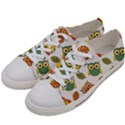 Background-with-owls-leaves-pattern Men s Low Top Canvas Sneakers View2