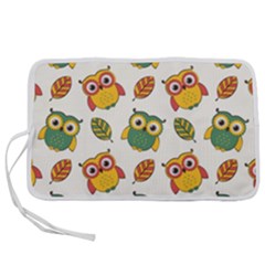 Background-with-owls-leaves-pattern Pen Storage Case (s)