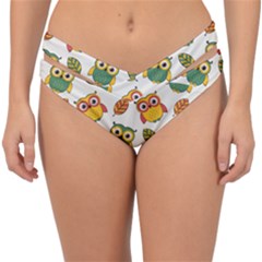 Background-with-owls-leaves-pattern Double Strap Halter Bikini Bottoms by uniart180623