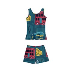 Seamless-pattern-hand-drawn-with-vehicles-buildings-road Kids  Boyleg Swimsuit by uniart180623