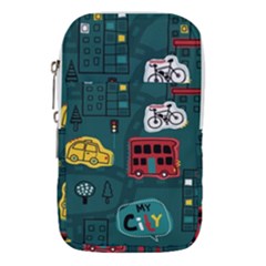 Seamless-pattern-hand-drawn-with-vehicles-buildings-road Waist Pouch (large) by uniart180623