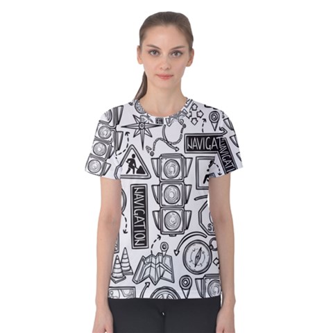 Navigation-seamless-pattern Women s Cotton Tee by uniart180623