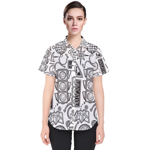 Navigation-seamless-pattern Women s Short Sleeve Shirt by uniart180623