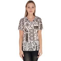 Navigation-seamless-pattern Women s V-neck Scrub Top by uniart180623