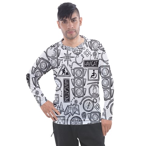 Navigation-seamless-pattern Men s Pique Long Sleeve Tee by uniart180623