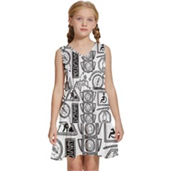 Navigation-seamless-pattern Kids  Sleeveless Tiered Mini Dress by uniart180623