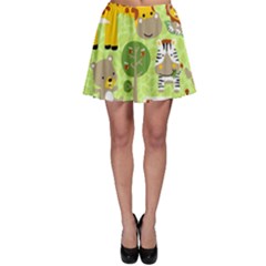 Funny-animals-cartoon Skater Skirt by uniart180623