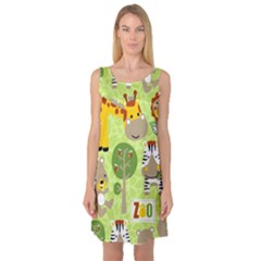 Funny-animals-cartoon Sleeveless Satin Nightdress by uniart180623