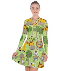 Funny-animals-cartoon Long Sleeve Panel Dress by uniart180623