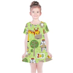 Funny-animals-cartoon Kids  Simple Cotton Dress by uniart180623