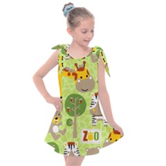 Funny-animals-cartoon Kids  Tie Up Tunic Dress by uniart180623