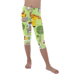 Funny-animals-cartoon Kids  Lightweight Velour Capri Leggings  by uniart180623