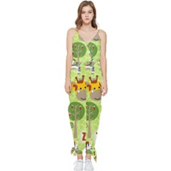 Funny-animals-cartoon Sleeveless Tie Ankle Chiffon Jumpsuit by uniart180623