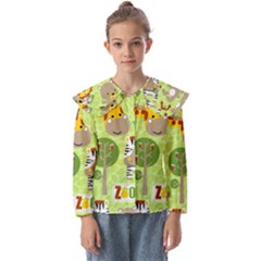 Funny-animals-cartoon Kids  Peter Pan Collar Blouse by uniart180623