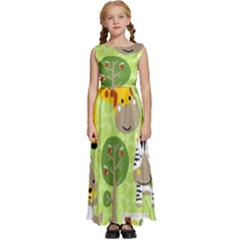 Funny-animals-cartoon Kids  Satin Sleeveless Maxi Dress by uniart180623