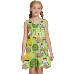 Funny-animals-cartoon Kids  Sleeveless Tiered Mini Dress by uniart180623