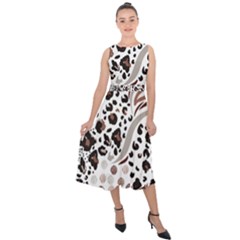 Mix-animal-skin-prints-seamless-pattern-vector Midi Tie-back Chiffon Dress by uniart180623