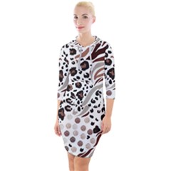 Mix-animal-skin-prints-seamless-pattern-vector Quarter Sleeve Hood Bodycon Dress by uniart180623