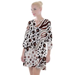 Mix-animal-skin-prints-seamless-pattern-vector Open Neck Shift Dress by uniart180623