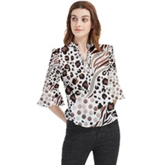 Mix-animal-skin-prints-seamless-pattern-vector Loose Horn Sleeve Chiffon Blouse