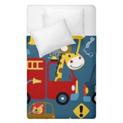 Seamless-pattern-vehicles-cartoon-with-funny-drivers Duvet Cover Double Side (single Size) by uniart180623