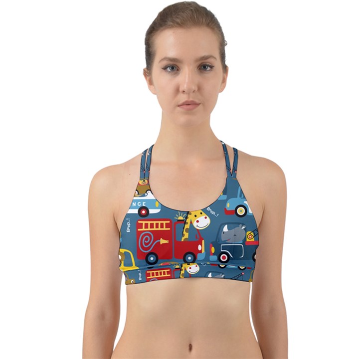 Seamless-pattern-vehicles-cartoon-with-funny-drivers Back Web Sports Bra