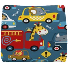 Seamless-pattern-vehicles-cartoon-with-funny-drivers Seat Cushion by uniart180623