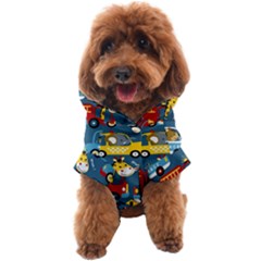 Seamless-pattern-vehicles-cartoon-with-funny-drivers Dog Coat by uniart180623