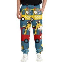 Seamless-pattern-vehicles-cartoon-with-funny-drivers Men s Elastic Waist Pants by uniart180623