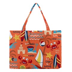 Seamless-pattern-vector-beach-holiday-theme-set Medium Tote Bag by uniart180623