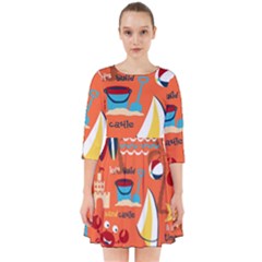 Seamless-pattern-vector-beach-holiday-theme-set Smock Dress by uniart180623