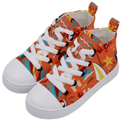 Seamless-pattern-vector-beach-holiday-theme-set Kids  Mid-top Canvas Sneakers