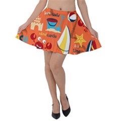 Seamless-pattern-vector-beach-holiday-theme-set Velvet Skater Skirt by uniart180623