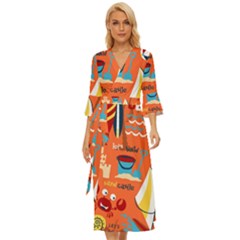 Seamless-pattern-vector-beach-holiday-theme-set Midsummer Wrap Dress by uniart180623