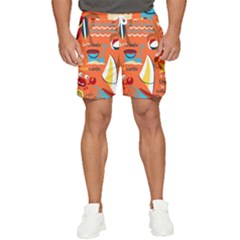 Seamless-pattern-vector-beach-holiday-theme-set Men s Runner Shorts by uniart180623