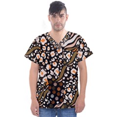 Trendy-mix-animal-skin-prints Men s V-neck Scrub Top