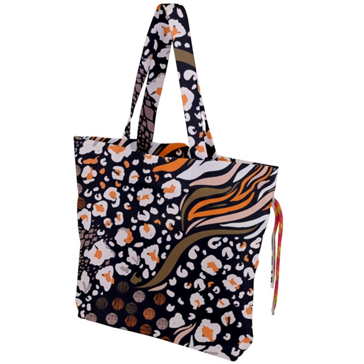 Trendy-mix-animal-skin-prints Drawstring Tote Bag