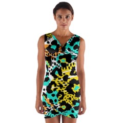 Seamless-leopard-wild-pattern-animal-print Wrap Front Bodycon Dress by uniart180623