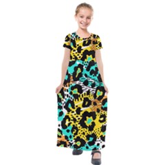 Seamless-leopard-wild-pattern-animal-print Kids  Short Sleeve Maxi Dress by uniart180623