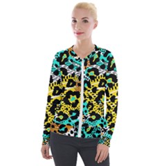 Seamless-leopard-wild-pattern-animal-print Velvet Zip Up Jacket by uniart180623