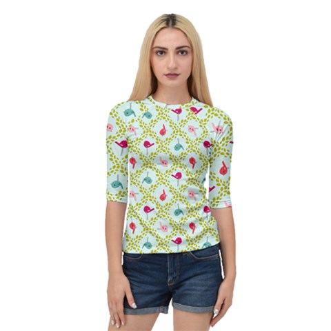 Birds-pattern-background Quarter Sleeve Raglan Tee by uniart180623