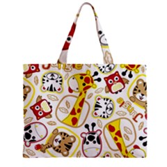 Vector-seamless-pattern-nice-animals-cartoon Zipper Mini Tote Bag by uniart180623