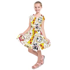 Vector-seamless-pattern-nice-animals-cartoon Kids  Short Sleeve Dress by uniart180623