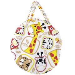 Vector-seamless-pattern-nice-animals-cartoon Giant Round Zipper Tote by uniart180623