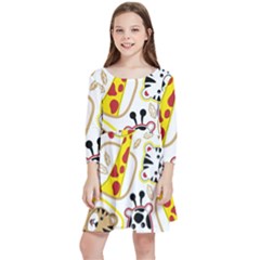 Vector-seamless-pattern-nice-animals-cartoon Kids  Quarter Sleeve Skater Dress by uniart180623