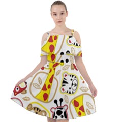 Vector-seamless-pattern-nice-animals-cartoon Cut Out Shoulders Chiffon Dress by uniart180623